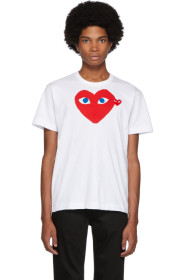 Comme des Garçons Play - T-shirt blanc Big Heart Blue Eyes