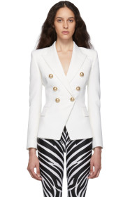 Balmain - White Wool Double-Breasted Blazer