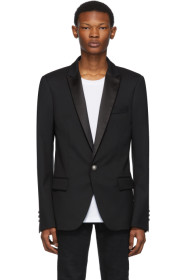 Balmain - 黑色缎面衣领西装外套