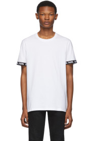 Balmain - ホワイト ロゴ トリム T シャツ