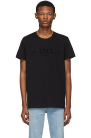 Balmain - ブラック ロゴ アップリケ T シャツ