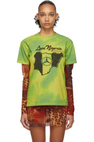 Mowalola - SSENSE Exclusive Green & Yellow 'Love Nigeria' Tie-Dye T-Shirt