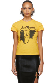 Mowalola - SSENSE Exclusive Yellow 'Love Nigeria' Baby Fit T-Shirt