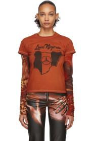 Mowalola - SSENSE Exclusive Orange 'Love Nigeria' Baby-Fit T-Shirt