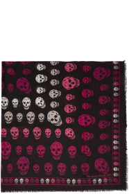 Alexander McQueen - Black & Pink Multi-Skull Box Scarf
