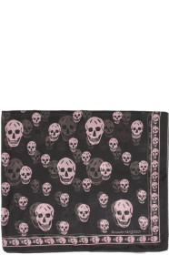 Alexander McQueen - Black & Pink Silk Skull Scarf