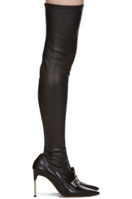 Alexander McQueen - Black Metal Bar Moccasin High Boots