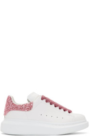 Alexander McQueen - White & Pink Glitter Oversized Sneakers