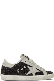 Golden Goose - Baskets scintillantes noires Superstar exclusives à SSENSE