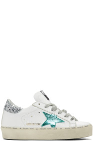 Golden Goose - Baskets blanches et vertes Hi Star