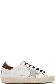 Golden Goose - SSENSE Exclusive White Leopard Superstar Sneakers