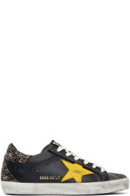 Golden Goose - Baskets noires et jaunes Glitter Superstar