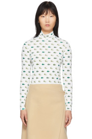 Lacoste - 灰白色 Repeat Crocodile Print 高领衫