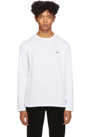 Lacoste - ホワイト クラシック ロング スリーブ T シャツ