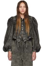 S.R. STUDIO. LA. CA. - Black SOTO Mineral Wash Gathered Blouse