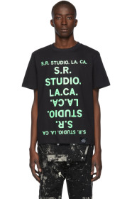 S.R. STUDIO. LA. CA. - ブラック & グリーン Unlimited S.R.S. ダブル ロゴ ベーシック T シャツ
