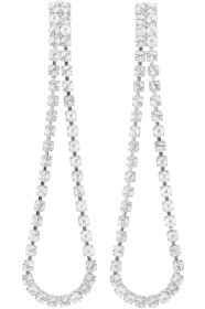 Wandering - Silver Crystal Long Pendant Earrings