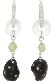 Mounser - Silver & Black Pierced Form & Moon Earrings