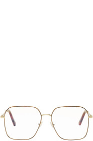 Chloé - Gold & Brown Metal Square Glasses