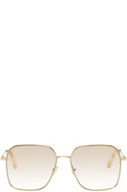 Chloé - Gold & Off-White Metal Square Sunglasses