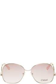 Chloé - Gold & Rose Square Metal Sunglasses