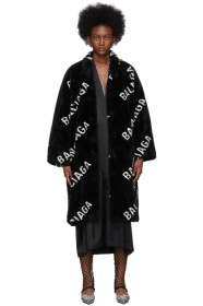 Balenciaga - Black Faux-Fur Logo Opera Coat