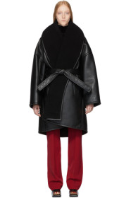 Balenciaga - Black Faux-Leather Light Cocoon Coat