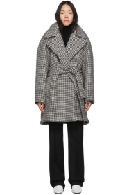Balenciaga - Black & White Houndstooth Pinched Wrap Coat