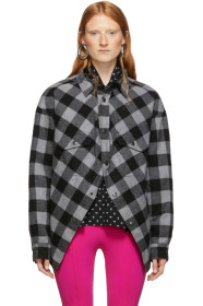 Balenciaga - Grey & Black Check Flannel Swing Canadian Jacket