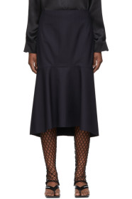 Balenciaga - Navy Faded Pinstripe Godet Skirt