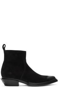 Balenciaga - 黑色 Santiag 绒面革踝靴
