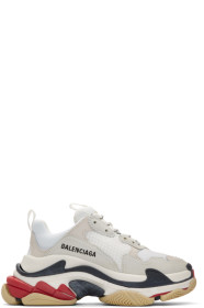 Balenciaga - White & Grey Triple S Sneakers
