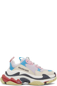 Balenciaga - 白色 & 蓝色 Triple S 运动鞋