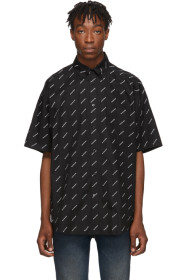 Balenciaga - ブラック & ホワイト オールオーバー ロゴ ショート スリーブ シャツ