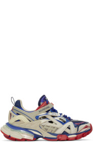 Balenciaga - Beige & Blue Track 2 Sneakers