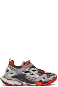 Balenciaga - Grey & Red Track.2 Open Sneakers