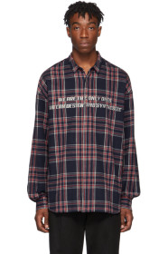 Juun.J - Navy & Red Flannel Shirt