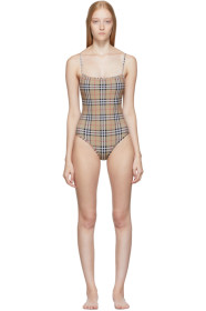 Burberry - 驼色 Delia 连体泳衣