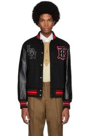 Burberry - Black Wool & Leather Padfield Bomber Jacket