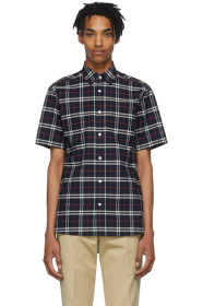 Burberry - ネイビー チェック George ショート スリーブ シャツ