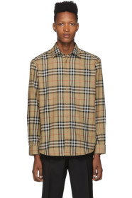 Burberry - 驼色 Chambers 格纹法兰绒衬衫