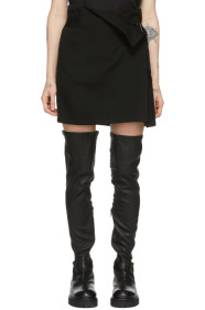 Ann Demeulemeester - Jupe portefeuille en laine noire