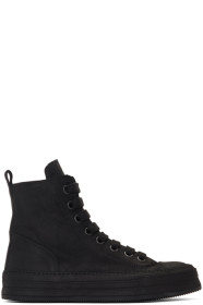 Ann Demeulemeester - SSENSE 独家发售黑色绒面革高帮运动鞋