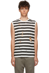Ann Demeulemeester - White & Black Holes Tank Top