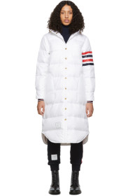 Thom Browne - White Down 4-Bar Below-The-Knee Coat