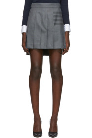 Thom Browne - Grey Pleated 4-Bar Miniskirt