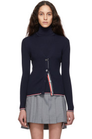 Thom Browne - Navy Rib Stitch Tipping Stripe Cardigan