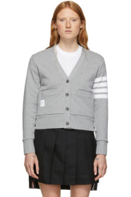 Thom Browne - Grey Loopback 4-Bar Cardigan