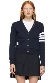 Thom Browne - Navy Loopback Four-Bar Cardigan