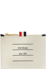 Thom Browne - Porte-monnaie noir et blanc Small Paper Label